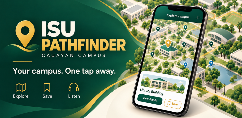 ISU Pathfinder campus map artwork with the message Your campus. One tap away.