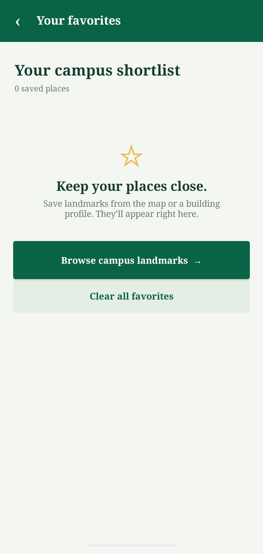 Saved campus landmark favorites